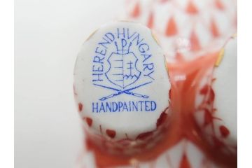 ヘレンド　ハンガリー　HEREND HVNGARY　オレンジ　カバ　愛嬌のある表情に心が和むフィギュリン(橙色、動物、金彩、フィッシュネット、ハンドペイント、置物、陶器)(R-081465)