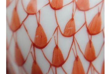 ヘレンド　ハンガリー　HEREND HVNGARY　オレンジ　カバ　愛嬌のある表情に心が和むフィギュリン(橙色、動物、金彩、フィッシュネット、ハンドペイント、置物、陶器)(R-081465)