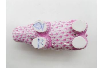 ヘレンド　ハンガリー　HEREND HVNGARY　ピンク　カバ　お部屋のアクセントになるフィギュリン(桃色、動物、金彩、フィッシュネット、ハンドペイント、置物、陶器)(R-081466)
