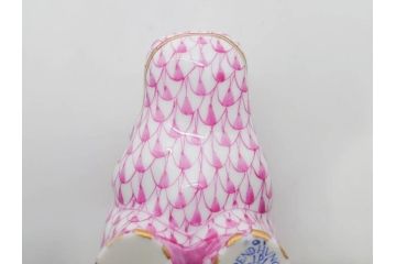 ヘレンド　ハンガリー　HEREND HVNGARY　ピンク　カバ　お部屋のアクセントになるフィギュリン(桃色、動物、金彩、フィッシュネット、ハンドペイント、置物、陶器)(R-081466)