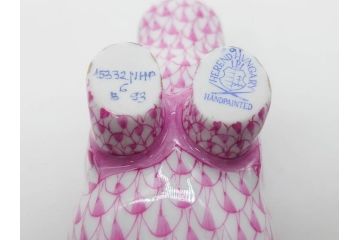 ヘレンド　ハンガリー　HEREND HVNGARY　ピンク　カバ　お部屋のアクセントになるフィギュリン(桃色、動物、金彩、フィッシュネット、ハンドペイント、置物、陶器)(R-081466)