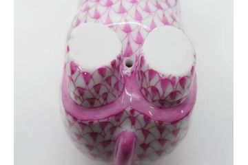 ヘレンド　ハンガリー　HEREND HVNGARY　ピンク　カバ　お部屋のアクセントになるフィギュリン(桃色、動物、金彩、フィッシュネット、ハンドペイント、置物、陶器)(R-081466)