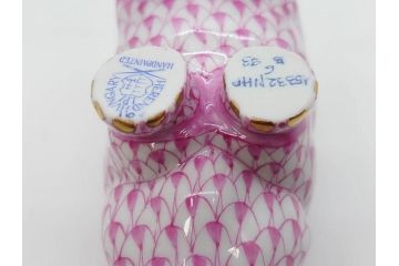 ヘレンド　ハンガリー　HEREND HVNGARY　ピンク　カバ　お部屋のアクセントになるフィギュリン(桃色、動物、金彩、フィッシュネット、ハンドペイント、置物、陶器)(R-081466)
