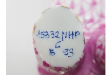 ヘレンド　ハンガリー　HEREND HVNGARY　ピンク　カバ　お部屋のアクセントになるフィギュリン(桃色、動物、金彩、フィッシュネット、ハンドペイント、置物、陶器)(R-081466)