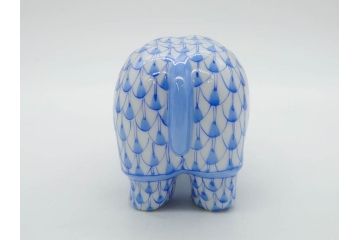 ヘレンド　ハンガリー　HEREND HVNGARY　ブルー　カバ　爽やかな雰囲気のフィギュリン(青、動物、金彩、フィッシュネット、ハンドペイント、置物、陶器)(R-081468)