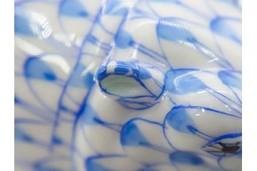 ヘレンド　ハンガリー　HEREND HVNGARY　ブルー　カバ　爽やかな雰囲気のフィギュリン(青、動物、金彩、フィッシュネット、ハンドペイント、置物、陶器)(R-081468)