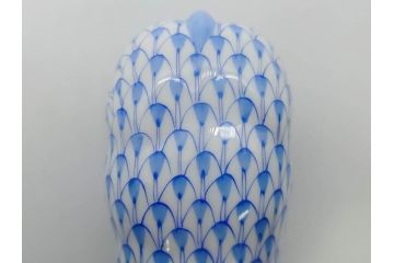 ヘレンド　ハンガリー　HEREND HVNGARY　ブルー　カバ　爽やかな雰囲気のフィギュリン(青、動物、金彩、フィッシュネット、ハンドペイント、置物、陶器)(R-081468)