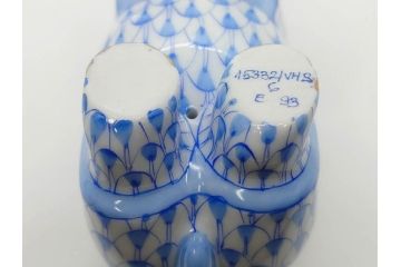 ヘレンド　ハンガリー　HEREND HVNGARY　ブルー　カバ　爽やかな雰囲気のフィギュリン(青、動物、金彩、フィッシュネット、ハンドペイント、置物、陶器)(R-081468)