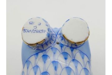 ヘレンド　ハンガリー　HEREND HVNGARY　ブルー　カバ　爽やかな雰囲気のフィギュリン(青、動物、金彩、フィッシュネット、ハンドペイント、置物、陶器)(R-081468)