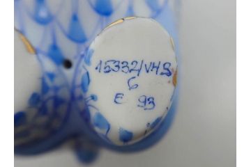 ヘレンド　ハンガリー　HEREND HVNGARY　ブルー　カバ　爽やかな雰囲気のフィギュリン(青、動物、金彩、フィッシュネット、ハンドペイント、置物、陶器)(R-081468)