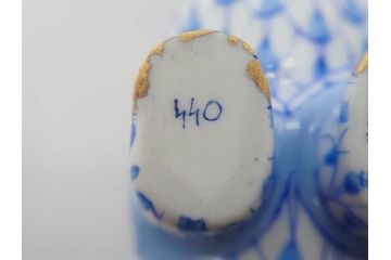 ヘレンド　ハンガリー　HEREND HVNGARY　ブルー　カバ　爽やかな雰囲気のフィギュリン(青、動物、金彩、フィッシュネット、ハンドペイント、置物、陶器)(R-081468)