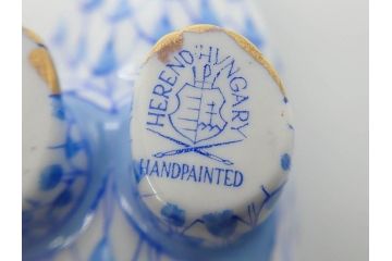 ヘレンド　ハンガリー　HEREND HVNGARY　ブルー　カバ　爽やかな雰囲気のフィギュリン(青、動物、金彩、フィッシュネット、ハンドペイント、置物、陶器)(R-081468)