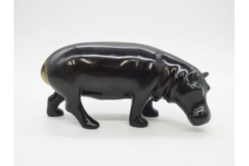 Loet Vanderveen(ロート・ヴァンダーヴィーン)　ブロンズ　カバ　52/1000　高さ 約8.7cm　シックで重厚感のある置物(彫刻、金彩、動物、アニマル、オブジェ、ディスプレイ、オランダ)(R-081469)　