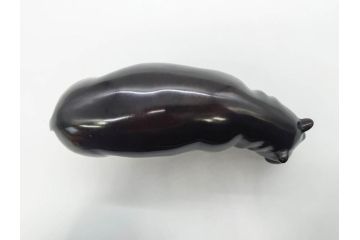 Loet Vanderveen(ロート・ヴァンダーヴィーン)　ブロンズ　カバ　52/1000　高さ 約8.7cm　シックで重厚感のある置物(彫刻、金彩、動物、アニマル、オブジェ、ディスプレイ、オランダ)(R-081469)　