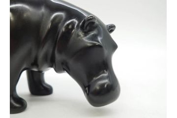 Loet Vanderveen(ロート・ヴァンダーヴィーン)　ブロンズ　カバ　52/1000　高さ 約8.7cm　シックで重厚感のある置物(彫刻、金彩、動物、アニマル、オブジェ、ディスプレイ、オランダ)(R-081469)　