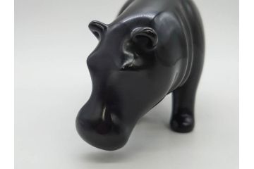 Loet Vanderveen(ロート・ヴァンダーヴィーン)　ブロンズ　カバ　52/1000　高さ 約8.7cm　シックで重厚感のある置物(彫刻、金彩、動物、アニマル、オブジェ、ディスプレイ、オランダ)(R-081469)　