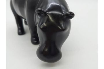 Loet Vanderveen(ロート・ヴァンダーヴィーン)　ブロンズ　カバ　52/1000　高さ 約8.7cm　シックで重厚感のある置物(彫刻、金彩、動物、アニマル、オブジェ、ディスプレイ、オランダ)(R-081469)　