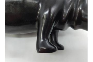 Loet Vanderveen(ロート・ヴァンダーヴィーン)　ブロンズ　カバ　52/1000　高さ 約8.7cm　シックで重厚感のある置物(彫刻、金彩、動物、アニマル、オブジェ、ディスプレイ、オランダ)(R-081469)　