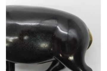 Loet Vanderveen(ロート・ヴァンダーヴィーン)　ブロンズ　カバ　52/1000　高さ 約8.7cm　シックで重厚感のある置物(彫刻、金彩、動物、アニマル、オブジェ、ディスプレイ、オランダ)(R-081469)　