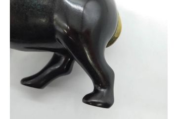 Loet Vanderveen(ロート・ヴァンダーヴィーン)　ブロンズ　カバ　52/1000　高さ 約8.7cm　シックで重厚感のある置物(彫刻、金彩、動物、アニマル、オブジェ、ディスプレイ、オランダ)(R-081469)　