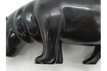 Loet Vanderveen(ロート・ヴァンダーヴィーン)　ブロンズ　カバ　52/1000　高さ 約8.7cm　シックで重厚感のある置物(彫刻、金彩、動物、アニマル、オブジェ、ディスプレイ、オランダ)(R-081469)　