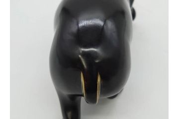 Loet Vanderveen(ロート・ヴァンダーヴィーン)　ブロンズ　カバ　52/1000　高さ 約8.7cm　シックで重厚感のある置物(彫刻、金彩、動物、アニマル、オブジェ、ディスプレイ、オランダ)(R-081469)　