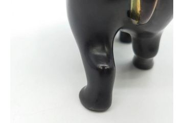 Loet Vanderveen(ロート・ヴァンダーヴィーン)　ブロンズ　カバ　52/1000　高さ 約8.7cm　シックで重厚感のある置物(彫刻、金彩、動物、アニマル、オブジェ、ディスプレイ、オランダ)(R-081469)　