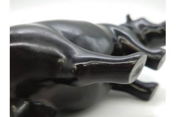 Loet Vanderveen(ロート・ヴァンダーヴィーン)　ブロンズ　カバ　52/1000　高さ 約8.7cm　シックで重厚感のある置物(彫刻、金彩、動物、アニマル、オブジェ、ディスプレイ、オランダ)(R-081469)　