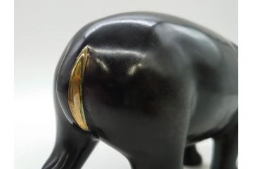 Loet Vanderveen(ロート・ヴァンダーヴィーン)　ブロンズ　カバ　52/1000　高さ 約8.7cm　シックで重厚感のある置物(彫刻、金彩、動物、アニマル、オブジェ、ディスプレイ、オランダ)(R-081469)　