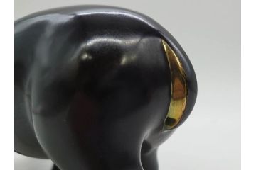 Loet Vanderveen(ロート・ヴァンダーヴィーン)　ブロンズ　カバ　52/1000　高さ 約8.7cm　シックで重厚感のある置物(彫刻、金彩、動物、アニマル、オブジェ、ディスプレイ、オランダ)(R-081469)　