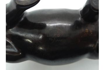 Loet Vanderveen(ロート・ヴァンダーヴィーン)　ブロンズ　カバ　52/1000　高さ 約8.7cm　シックで重厚感のある置物(彫刻、金彩、動物、アニマル、オブジェ、ディスプレイ、オランダ)(R-081469)　