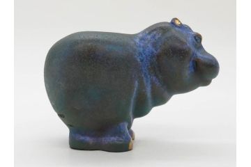 メキシコ　1993年　ICARUS　ブロンズ　カバ　オブジェ　232/1200　高さ 約10cm　穏やかな表情に癒される置物(彫刻、金彩、動物、アニマル、ディスプレイ)(R-081470)　