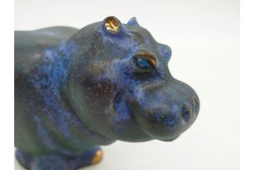メキシコ　1993年　ICARUS　ブロンズ　カバ　オブジェ　232/1200　高さ 約10cm　穏やかな表情に癒される置物(彫刻、金彩、動物、アニマル、ディスプレイ)(R-081470)　