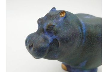 メキシコ　1993年　ICARUS　ブロンズ　カバ　オブジェ　232/1200　高さ 約10cm　穏やかな表情に癒される置物(彫刻、金彩、動物、アニマル、ディスプレイ)(R-081470)　