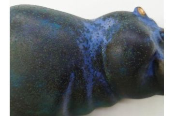 メキシコ　1993年　ICARUS　ブロンズ　カバ　オブジェ　232/1200　高さ 約10cm　穏やかな表情に癒される置物(彫刻、金彩、動物、アニマル、ディスプレイ)(R-081470)　