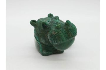 天然石　ヴァーダイトなど　カバ　ひとつひとつの表情の違いが魅力的な置物5点セット(彫刻、動物、アニマル、アフリカ、ジンバブエ、オブジェ、ディスプレイ)(R-081471)