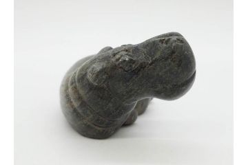 天然石　ヴァーダイトなど　カバ　ひとつひとつの表情の違いが魅力的な置物5点セット(彫刻、動物、アニマル、アフリカ、ジンバブエ、オブジェ、ディスプレイ)(R-081471)