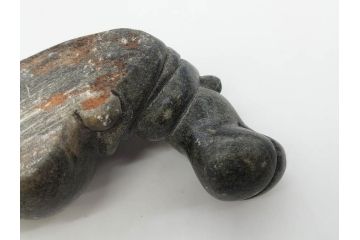 天然石　ヴァーダイトなど　カバ　ひとつひとつの表情の違いが魅力的な置物5点セット(彫刻、動物、アニマル、アフリカ、ジンバブエ、オブジェ、ディスプレイ)(R-081471)
