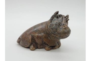 天然石　ヴァーダイトなど　カバ　ひとつひとつの表情の違いが魅力的な置物5点セット(彫刻、動物、アニマル、アフリカ、ジンバブエ、オブジェ、ディスプレイ)(R-081471)