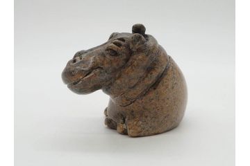 天然石　ヴァーダイトなど　カバ　ひとつひとつの表情の違いが魅力的な置物5点セット(彫刻、動物、アニマル、アフリカ、ジンバブエ、オブジェ、ディスプレイ)(R-081471)