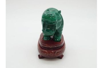 中国?　マカライト　瑪瑙?　カバ　お部屋のアクセントになる置物6点セット(彫刻、動物、アニマル、オブジェ、ディスプレイ)(R-081472)