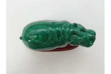 中国?　マカライト　瑪瑙?　カバ　お部屋のアクセントになる置物6点セット(彫刻、動物、アニマル、オブジェ、ディスプレイ)(R-081472)