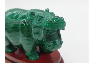 中国?　マカライト　瑪瑙?　カバ　お部屋のアクセントになる置物6点セット(彫刻、動物、アニマル、オブジェ、ディスプレイ)(R-081472)