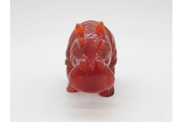 中国?　マカライト　瑪瑙?　カバ　お部屋のアクセントになる置物6点セット(彫刻、動物、アニマル、オブジェ、ディスプレイ)(R-081472)