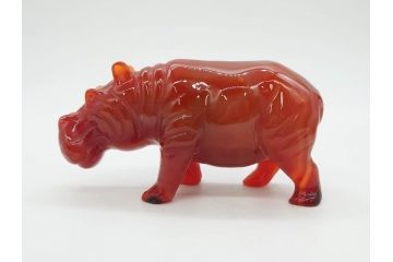 中国?　マカライト　瑪瑙?　カバ　お部屋のアクセントになる置物6点セット(彫刻、動物、アニマル、オブジェ、ディスプレイ)(R-081472)