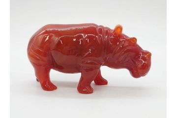 中国?　マカライト　瑪瑙?　カバ　お部屋のアクセントになる置物6点セット(彫刻、動物、アニマル、オブジェ、ディスプレイ)(R-081472)