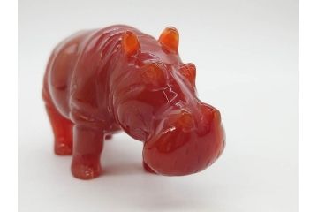 中国?　マカライト　瑪瑙?　カバ　お部屋のアクセントになる置物6点セット(彫刻、動物、アニマル、オブジェ、ディスプレイ)(R-081472)