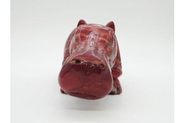 カバ　落ち着いた佇まいの置物4点セット(彫刻、動物、アニマル、オブジェ、ディスプレイ)(R-081473)