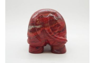 カバ　落ち着いた佇まいの置物4点セット(彫刻、動物、アニマル、オブジェ、ディスプレイ)(R-081473)