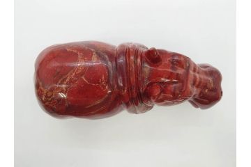 カバ　落ち着いた佇まいの置物4点セット(彫刻、動物、アニマル、オブジェ、ディスプレイ)(R-081473)